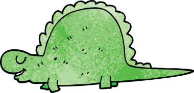 Bir insan tarafından çizilmiş tarih öncesi dinozor karalaması.