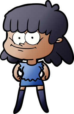 Bir insan tarafından çizilmiş gülümseyen bir kadın.