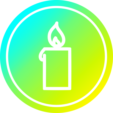 Bir insan tarafından çizilmiş serin gradyan bitiş ile yanan mum dairesel simgesi