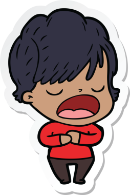 Bir insan tarafından çizilmiş bir karikatür kadının çıkartması.