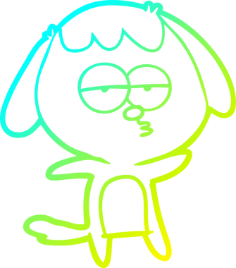 Bir insan tarafından çizilmiş ve sıkılmış bir köpeğin soğuk çizgi çizimi.