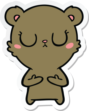 Bir insan tarafından çizilmiş barışçıl bir ayı yavrusunun çıkartması.