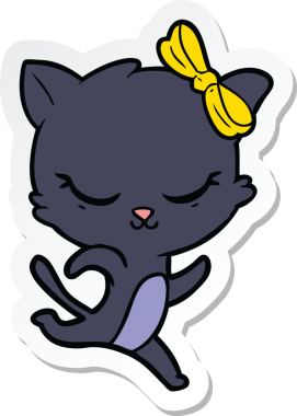 Bir insan tarafından çizilmiş, şirin bir çizgi film kedisinin çıkartması.