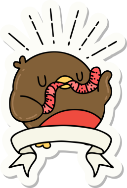 Bir insan tarafından çizilmiş kurt dövmeli bir Robin çıkartması.