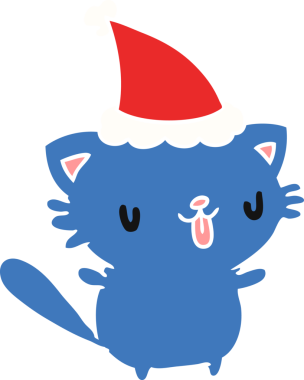 Bir insan tarafından çizilmiş kawaii kedisinin el çizimi karikatürü.