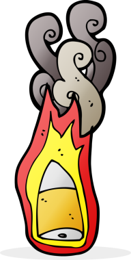 Bir insan tarafından çizilmiş alevli bir mermi.