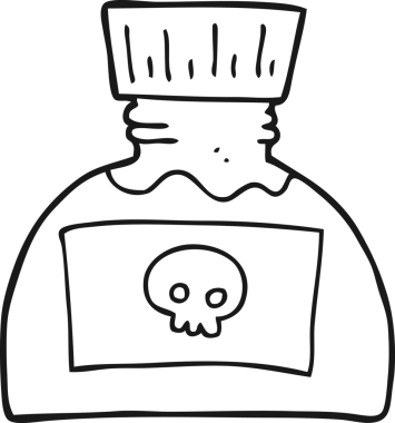 Bir insan tarafından çizilmiş siyah beyaz karikatür zehiri.