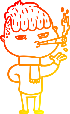 Bir insan tarafından çizilmiş sigara içen bir çizgi film karakteri çizimi