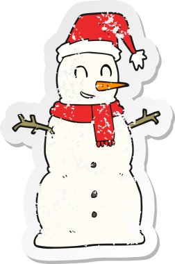 Bir insan tarafından çizilmiş kardan adamın gerilmiş çıkartması.