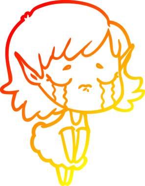 Bir insan tarafından çizilmiş, ağlayan bir elf kızı çizimi.