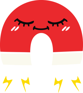 Bir insan tarafından çizilen mıknatısın düz renk retro karikatürü