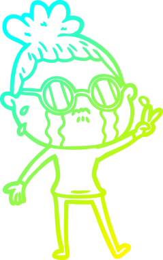 Bir insan tarafından çizilmiş gözlüklü, ağlayan bir karikatür çizimi.