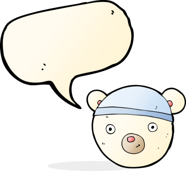 bir insan tarafından çizilmiş konuşma baloncuklu kutup ayısı yüzü.