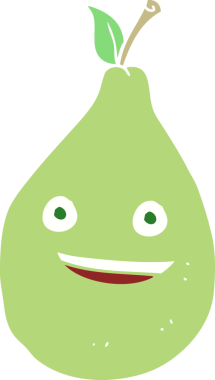 Bir insan tarafından çizilmiş armutun düz renk çizimi