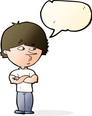 bir insan tarafından çizilmiş konuşma balonu olan şüpheli bir adam.