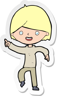 Bir insan tarafından çizilmiş bir karikatür adamın çıkartması.