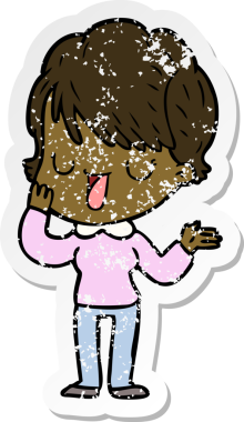 Bir insan tarafından çizilmiş karikatür kadının sıkıntılı çıkartması.