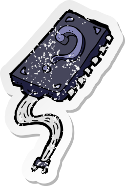 Bir insan tarafından çizilmiş bir bilgisayar çipi çıkartması.