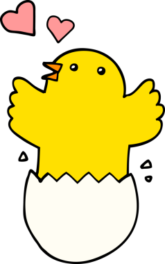 Bir insan tarafından çizilmiş güzel bir civciv çizgi filmi.