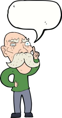 Bir insan tarafından çizilen konuşma baloncuğuyla yaşlı bir adamı sinirlendiren çizgi film.