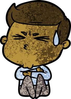 Bir insan tarafından çizilmiş terleyen çizgi film adamı.