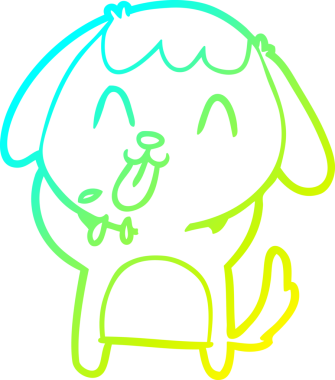 Bir insan tarafından çizilmiş şirin bir çizgi köpeğin soğuk gradyan çizgisi.