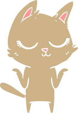 Bir insan tarafından çizilmiş düz renkli çizgi film kedisi