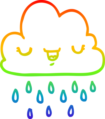 Gökkuşağı gradyan çizgi çizimi bir insan tarafından çizilmiş fırtına bulutu