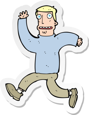 Bir insan tarafından çizilmiş bir karikatürün çıkartması.