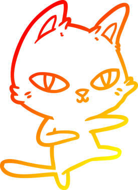 Bir insan tarafından çizilen çizgi film kedisinin sıcak çizgi çizimi