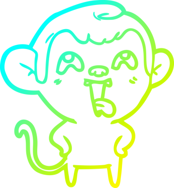 Bir insan tarafından çizilmiş çılgın bir çizgi film maymunu çizimi