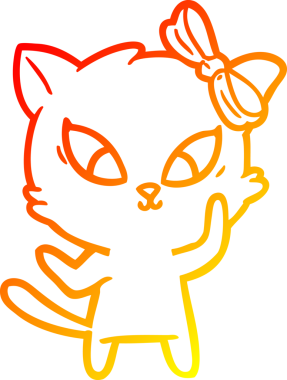 Bir insan tarafından çizilmiş çizgi film kedisinin sıcak çizgi çizimi