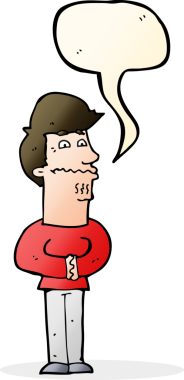 Bir insan tarafından çizilmiş konuşma balonlu sinirli bir adam.