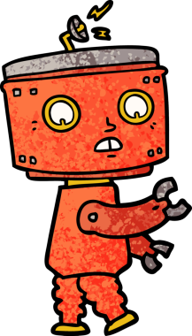 Bir insan tarafından çizilmiş çizgi film robotu