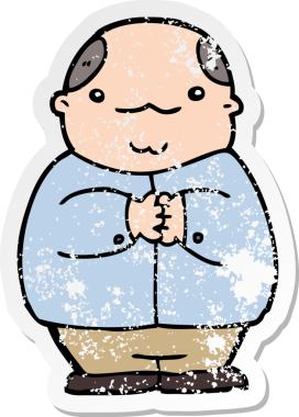 Bir insan tarafından çizilmiş kel bir adamın sıkıntılı çıkartması.