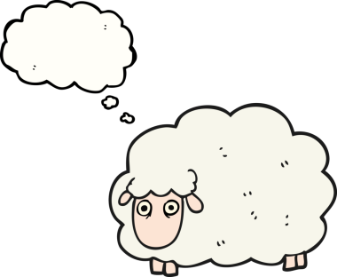 Serbest çizim düşünce baloncuğu osuruklu koyun bir insan tarafından çizildi.