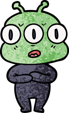 Bir insan tarafından çizilmiş üç gözlü uzaylı çizgi filmi.