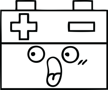 Bir insan tarafından çizilmiş araba aküsünün çizgi çizimi