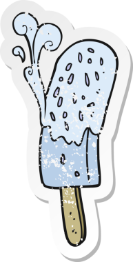 Bir insan tarafından çizilmiş buz lolipopunun gerilimli yapıştırması.
