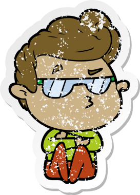 Bir insan tarafından çizilmiş havalı bir adamın sıkıntılı çıkartması.