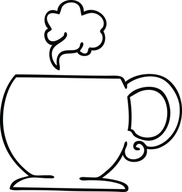 Bir insan tarafından çizilen garip çizgi film sıcak içeceği çiziyor.