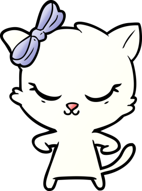 Bir insan tarafından çizilmiş sevimli çizgi film kedisi.