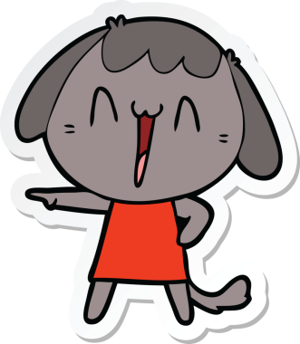 Bir insan tarafından çizilmiş şirin bir köpeğin çıkartması.