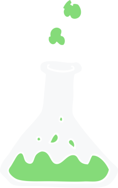 Bir insan tarafından şişeye çizilmiş karikatür kimyasalları.