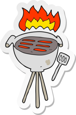 Bir insan tarafından çizilmiş karikatür barbeküsü çıkartması.
