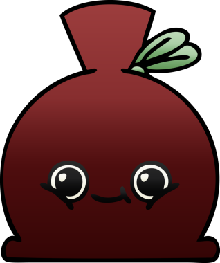 Bir insan tarafından çizilmiş bir çuvalın gölgeli çizgi filmi.