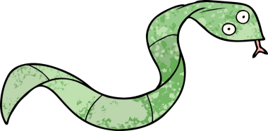 Bir insan tarafından çizilmiş çizgi film yılanı.