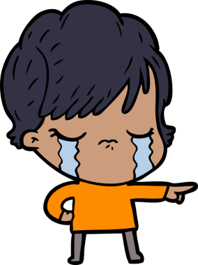 Bir insan tarafından çizilmiş ağlayan çizgi film kadını.