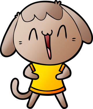 Bir insan tarafından çizilmiş şirin bir çizgi film köpeği.