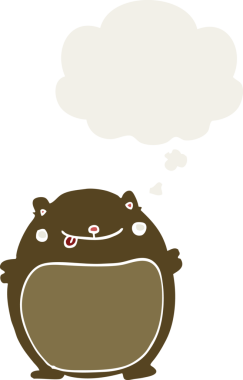 Düşünce baloncuğu olan, insan tarafından çizilmiş şişman bir ayı.